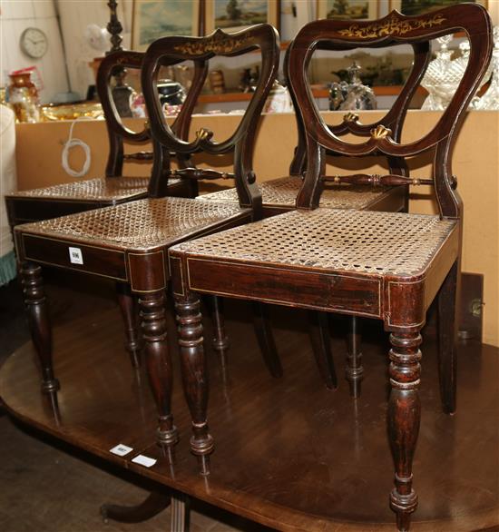 Five Victorian dining chairs with cane seats